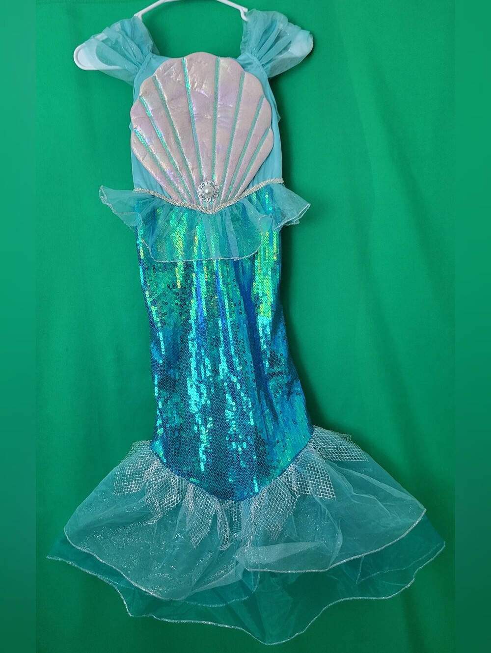 Girls Blue Mermaid Sequin Costume Dress Gillian's Closet Halloween 7/8 Dance
